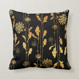 Almofada Flores elegantes da folha Dourado do falso no