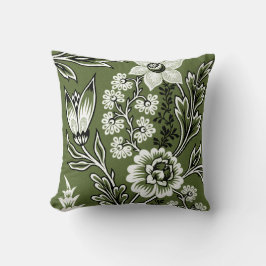 Almofada Flores Fantásticas (Verde Musgo) Arte Fino