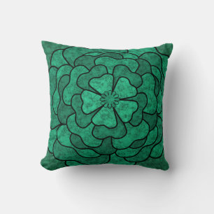Almofada Flores florais abstrato sem costura cor verde-pret