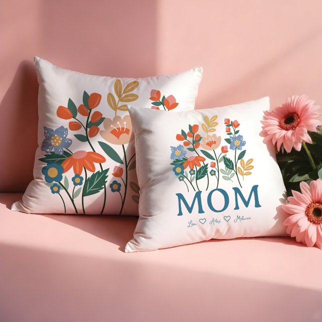 Almofada Flores Florais Da Elegante Mãe Personalizadas (Elegant Mom Floral Flowers Personalized Throw Pillow)