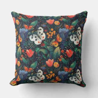 Almofada Flores, folhas, branc