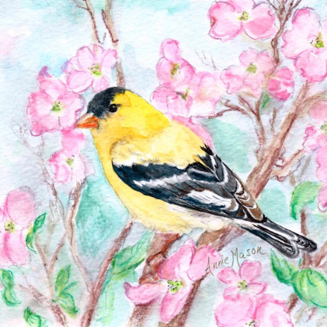 Almofada Flores Goldfinch e Dogwood (Criador carregado)