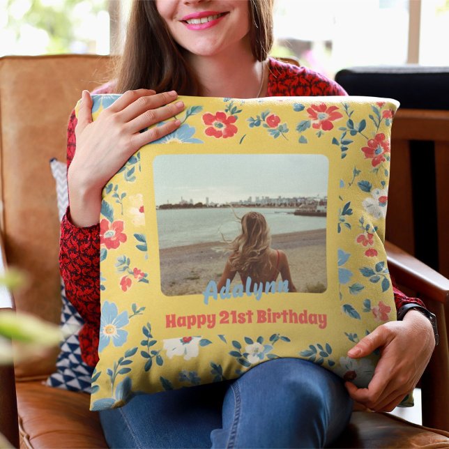 Almofada Flores Gritas para mulheres de 21 anos (Cute Flowers Photo Gifts for 21 Year Old Female)