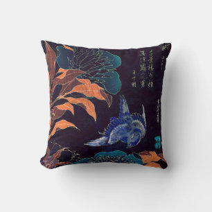 Almofada Flores Japonesas e Katsushika Hokusai Dark