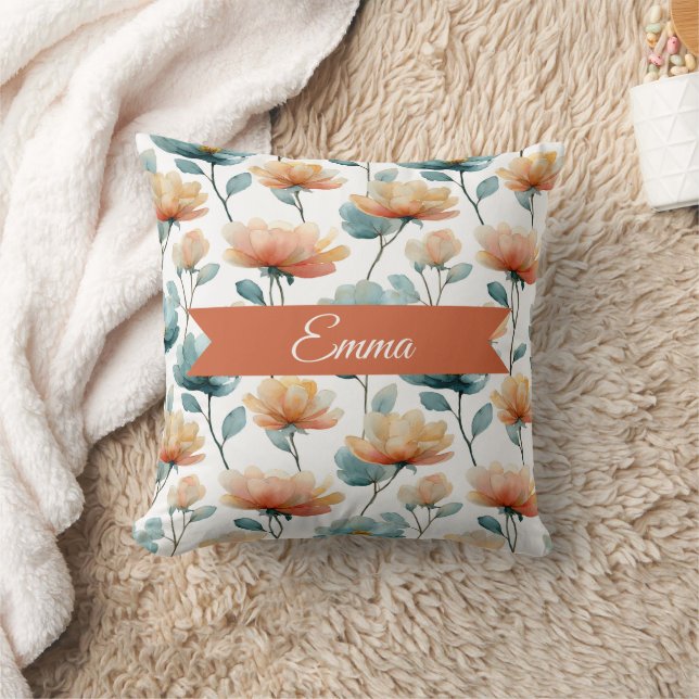 Almofada Flores Laranja Primavera Personalizadas (Cobertor)