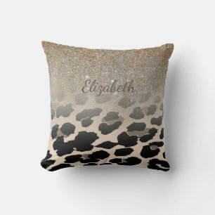 Almofada Flores Modernas Fofas em Impressão de Leopardo-Per