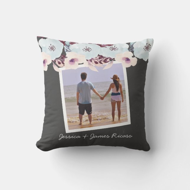 Almofada Flores Personalizadas de Aquarela (Frente)