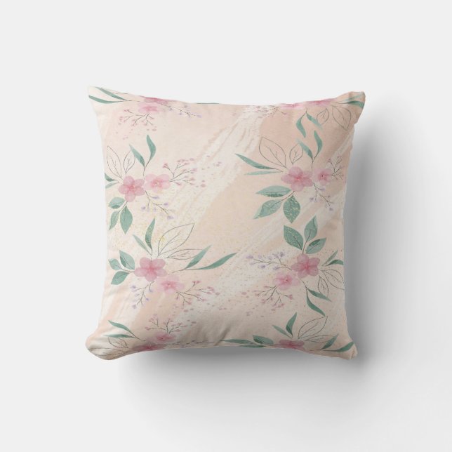 Almofada Flores Rosa e Verde (Frente)