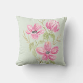 Almofada Flores Rosa Triplo em Aquarela