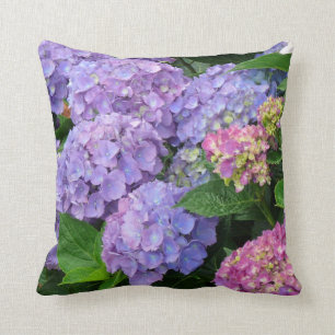 Almofada Flores roxas e cor-de-rosa bonito do Hydrangea