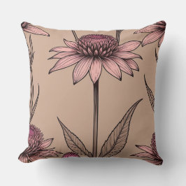 Almofada Flores selvagens, cor-de-rosa e castanhas