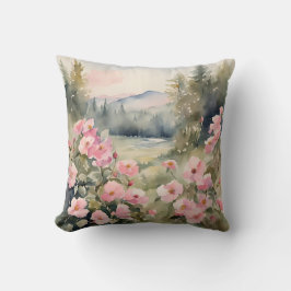 Almofada Flores Selvagens Cor-de-Rosa Suaves Rosas Natureza