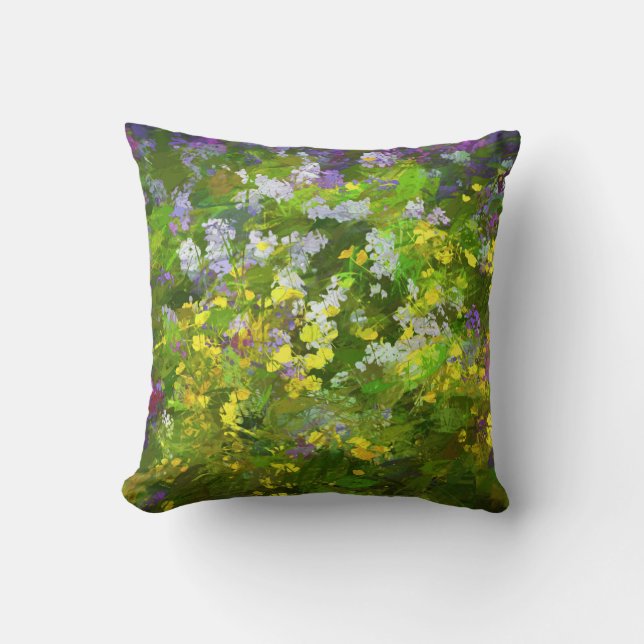 Almofada Flores Selvagens Impasto - Arte Flor Original (Frente)