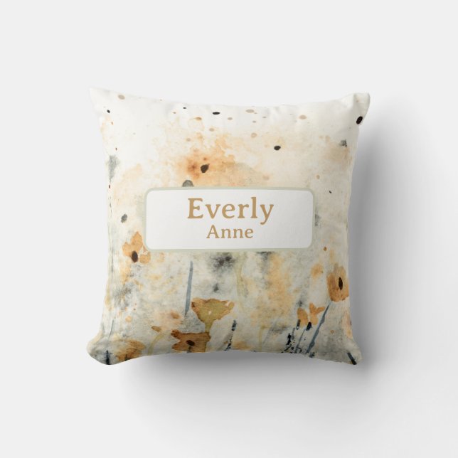 Almofada Flores Selvagens Nome Personalizado Aurserto Decor (Frente)