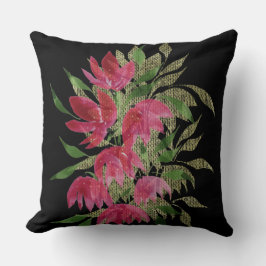 Almofada Flores selvagens rendas texturizadas Boho Watercol