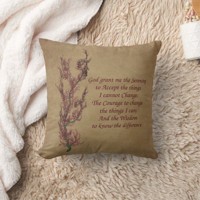 Almofada Flores Serenity Prayer Inspirational  (Cobertor)