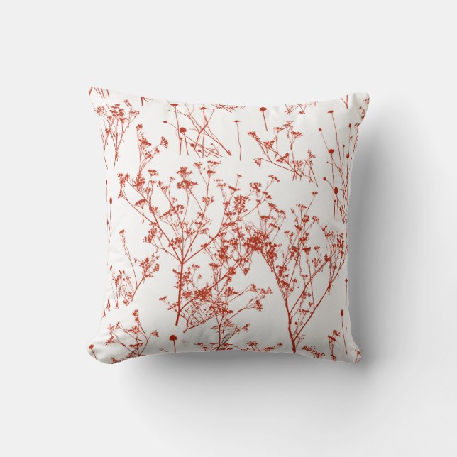 Almofada Flores silvestres Abstrato Vermelhas Modernas em B (Frente)