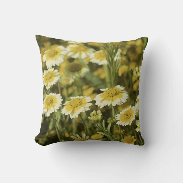 Almofada Flores silvestres Amarelo e Branco Girassóis (Frente)