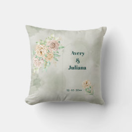 Almofada Flores Tons Terrosos Boho Elegante Verde Sálvia