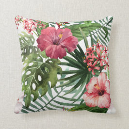 Almofada Flores Tropicais Aquarela Moderna fina Floral