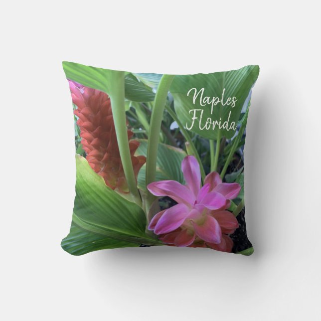 Almofada Flores Tropicais de Nápoles na Flórida (Frente)