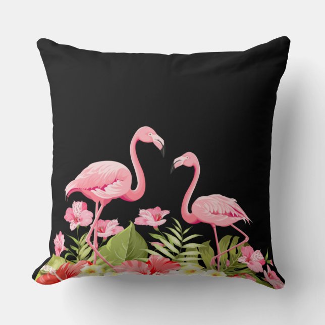 Almofada Flores Tropicais E Flamingos-32146 (Frente)