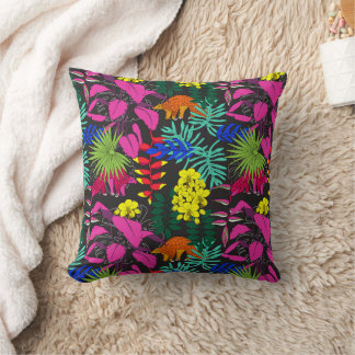 Almofada Flores Tropicais e Folhas Pangolin Padrão