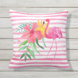 Almofada Flores Tropicais Rosa Flamingo, Travesseiros ao ar