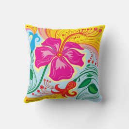 Almofada Flores Tropicais Soprado Pelo Vento