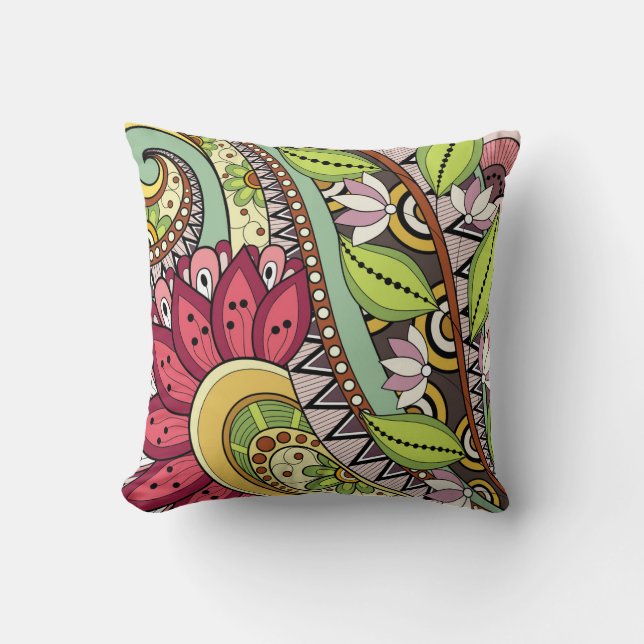 Almofada Flores Vermelhas E Turfeiras Femininas Legais (Frente)