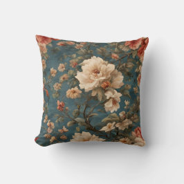 Almofada Flores Vermelhos Esforçadas, Brancas e Corais Esma