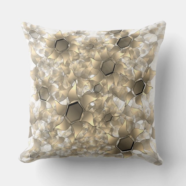 Almofada "Flores virtuais esquisitas", pétalas beges em bra (Frente)