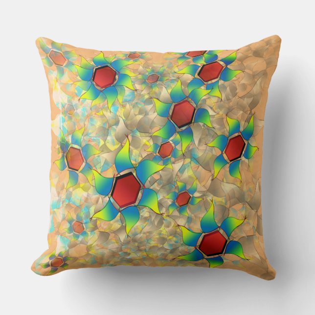 Almofada 'Flores virtuais estranhas', pétalas azuladas em l (Frente)