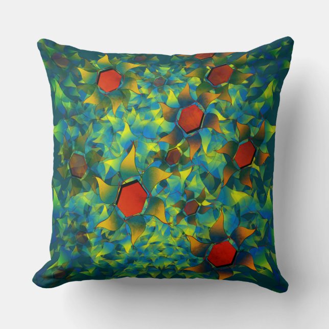 Almofada Flores virtuais estranhas, pétalas queimadas em ci (Frente)