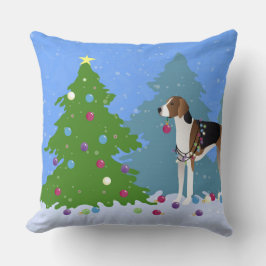 Almofada Floresta americana de natal decoradora de foxhound