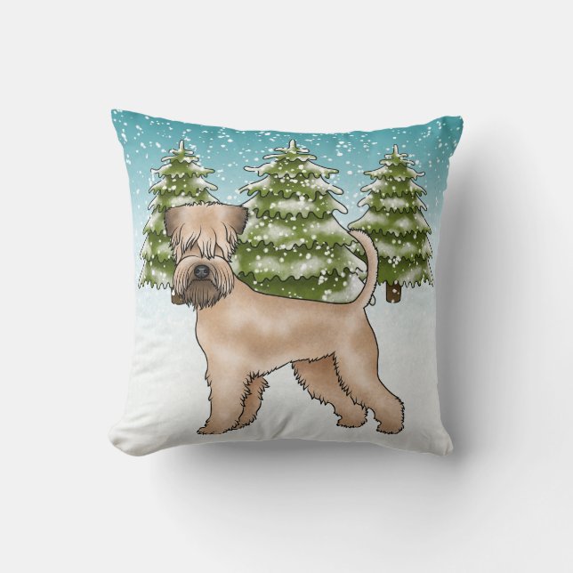 Almofada Floresta de inverno de Terrier Snowy, com revestim (Frente)