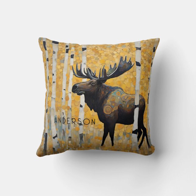 Almofada Floresta de Moose ouro (Verso)