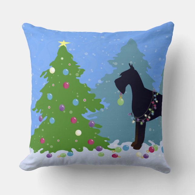 Almofada Floresta de Natal Giant Schnauzer (Frente)