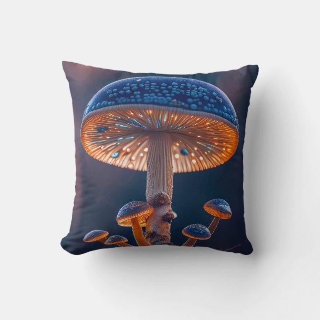 Almofada Floresta Mushroom Calm Tranquil Natureza Pacífica  (Frente)