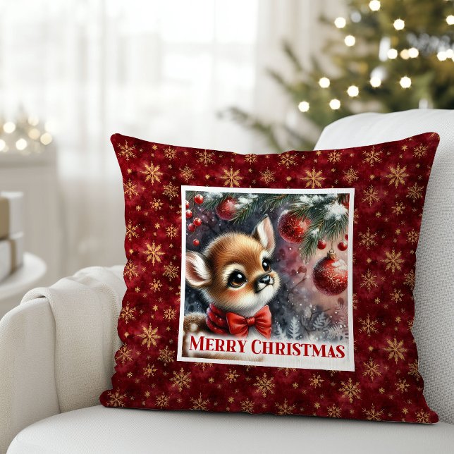 Almofada Floresta nevada brilhante decoração de quarto infa (Bright snowy forest baby deer kids room decor (50))