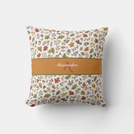 Almofada Floresta Outonal Floral Folha Cogumelo Nome Person