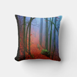 Almofada Floresta Pintada Outono Azul Névoa Travesseiro Qua