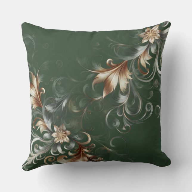 Almofada Floresta Verde com Dourado e Prata (Verso)