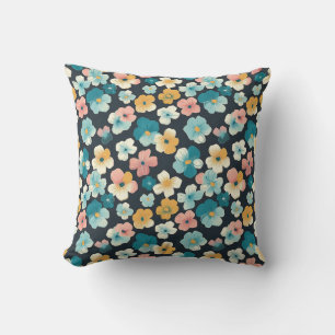 Almofada Florestas de Cottagecore Vintage em Azul e Amarelo