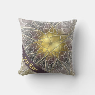 Almofada Flourish com nome moderno Dourado da flor da arte