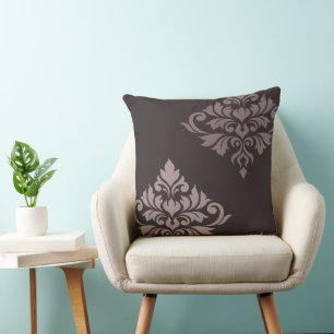 Almofada Flourish Damask Art II Tons de Taupe