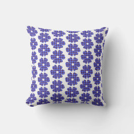 Almofada Flower Shape Plaid Blue Cornflower