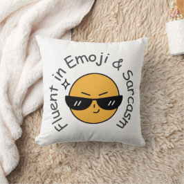 Almofada "Fluente em Emoji e Sarcasmo" Engraçado