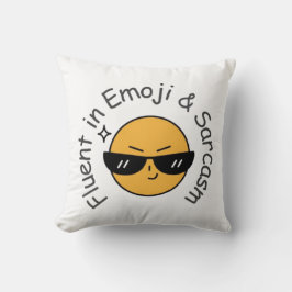 Almofada "Fluente em Emoji e Sarcasmo" Engraçado