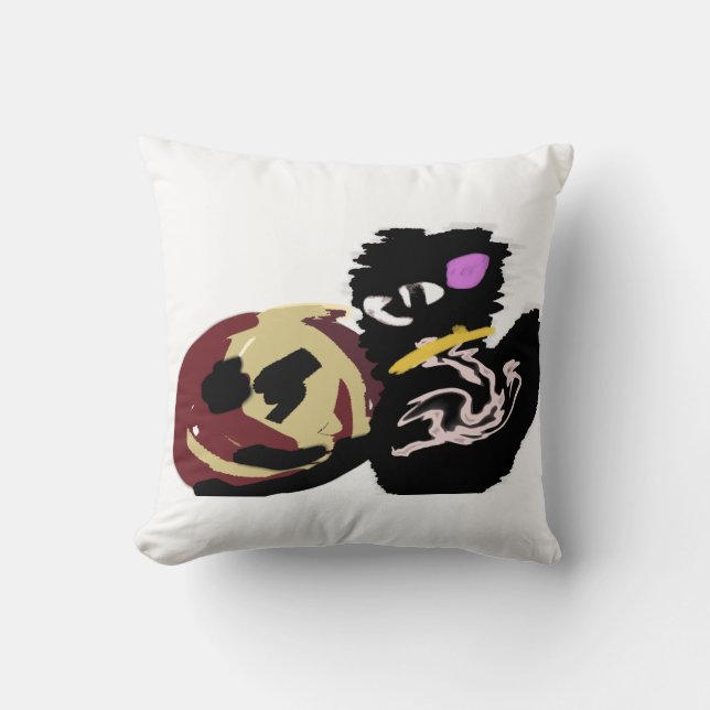 Almofada Fluffy Black Cat Jack o Lantern fun  (Frente)